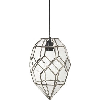 INDUSTRIALNA LAMPA EMERALD SZKŁO/SREBRO 33CM